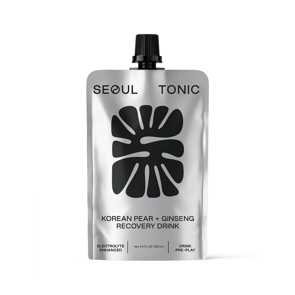 Seoul Tonic Korean Pear + Ginseng Recovery Drink packaging on a white background